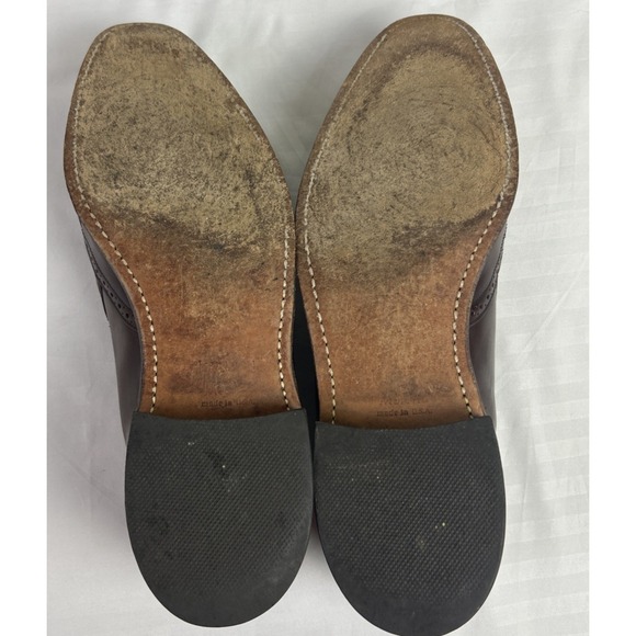 Johnston & Murphy Optima Sz 9.5 C Brown Leather Tassels Wing Tip Slip On Preppy - Picture 11 of 13